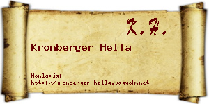 Kronberger Hella névjegykártya